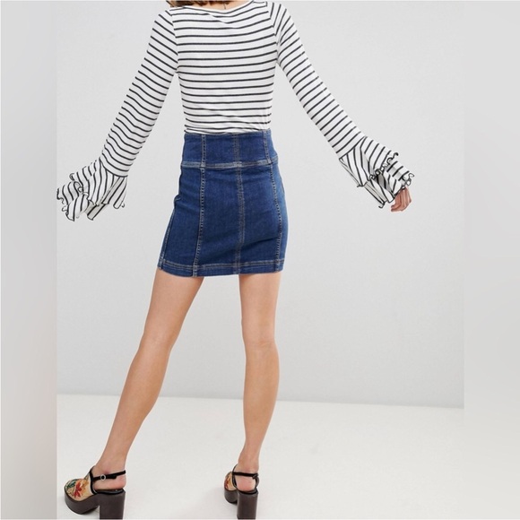 Free People Modern Femme Denim Corset Mini Skirt - Picture 4 of 8